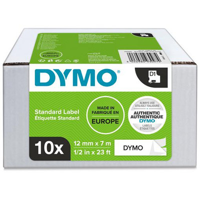 Dymo D1(45013) kazetta, 12mmx7m fekete/fehér, GAZDASÁGOS , 10db 9db ÁRÁÉRT (2093097)